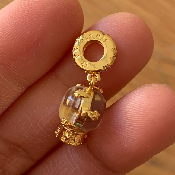 NWOT 14K Gold-Plated Snow Globe Dangle Charm w Clear Crystal Sterling Silver 925 - Picture 4 of 8